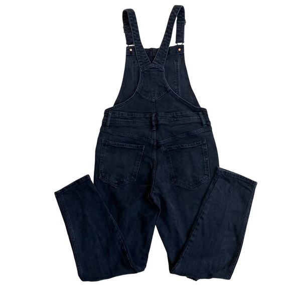 Old Navy Sz 4 OG Straight Black Washed Ripped Jean Overalls Stretchy Mom Jean - Picture 7 of 16
